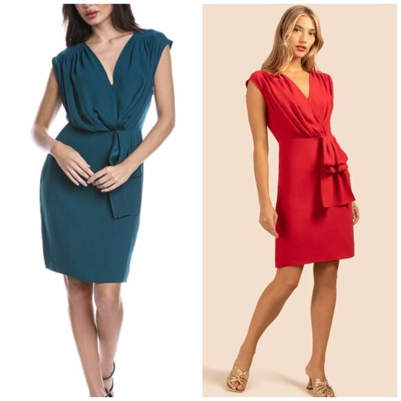 Trina Turk Black Draped Tie Waist Sheath Dress Size 10 NWT Cocktail Work Party - Picture 9 of 9